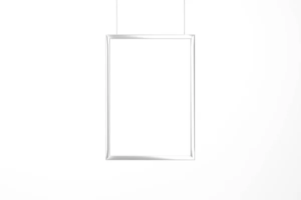 Affiche verticale Mockup corde suspendue métallique isolé fond blanc. rendu 3D — Photo