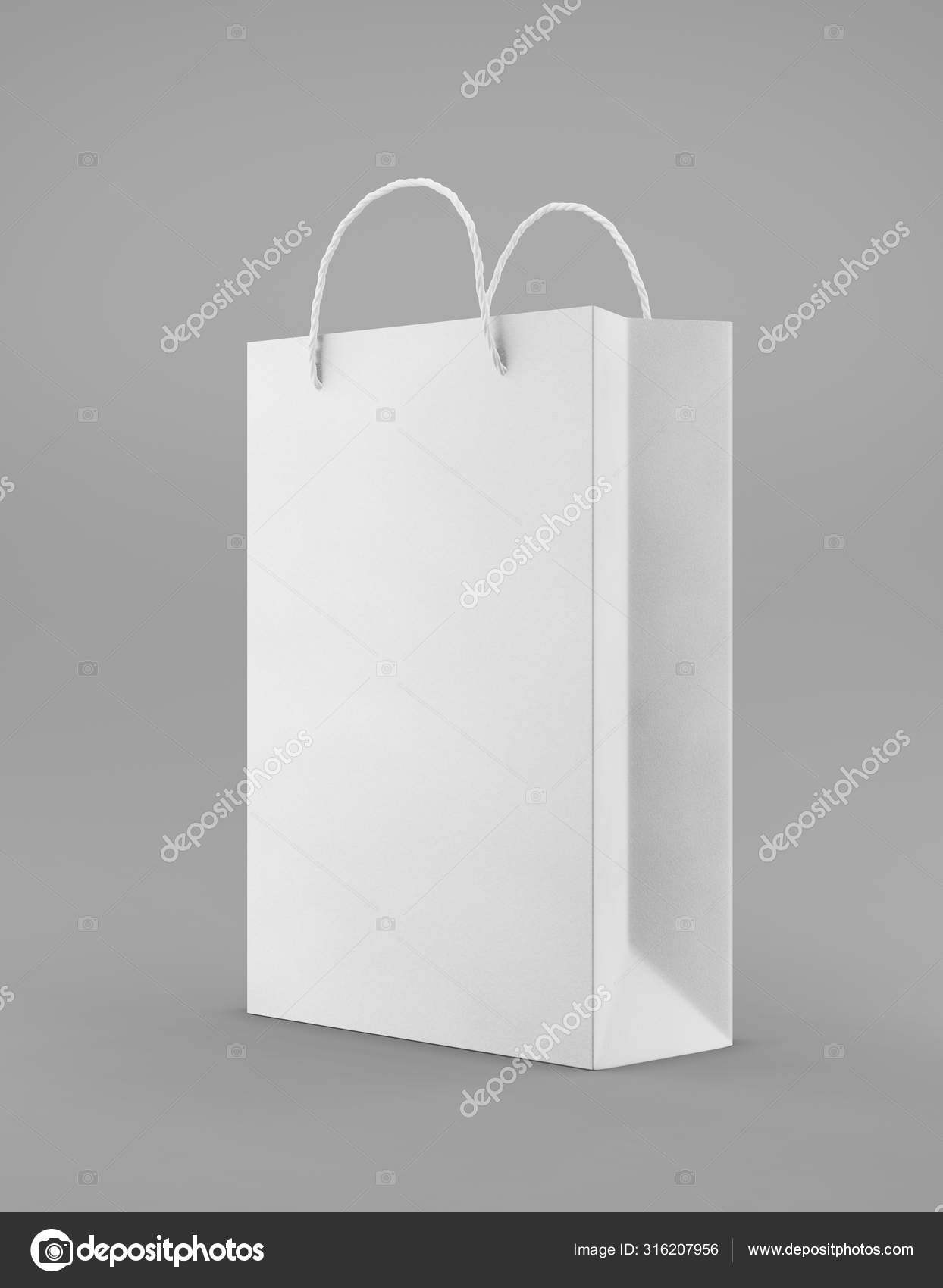 Download Eco Packaging Mockup Bag Kraft Paper With Handle Half Side Standard Medium White Template On Gray Background Promotional Advertising 3d Rendering Stock Photo C Photolas 316207956 PSD Mockup Templates