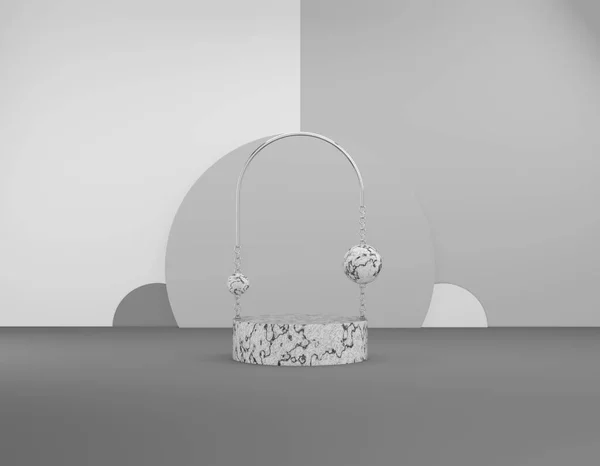 Weergave Abstract Display Product Marmeren Podium Met Een Glanzende Zilveren — Stockfoto