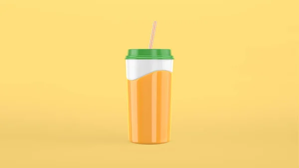 Taza Papel Representación Jugo Naranja Salpicadura Onda Cámara Lenta Artesanía — Foto de Stock