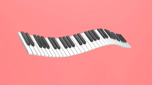 3d rendering abstract animation piano keys rhythmically bend, dance. Funny joke cartoon pop art style