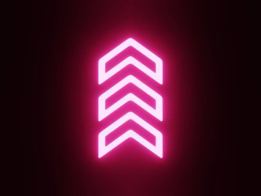 3D rendelenmiş ok, parlayan kırmızı neon. Pop sanat hareketi animasyonu.