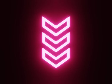 3D rendelenmiş ok, parlayan kırmızı neon. Pop sanat hareketi animasyonu.