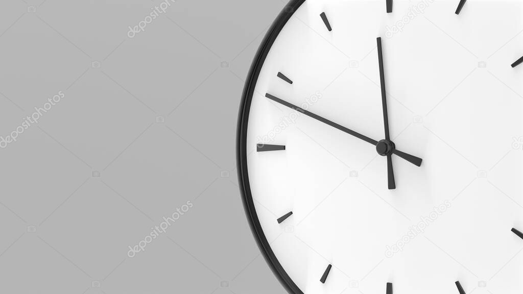 Clock arrow close up animation. Minimal white design on a gray background. 3D rendering