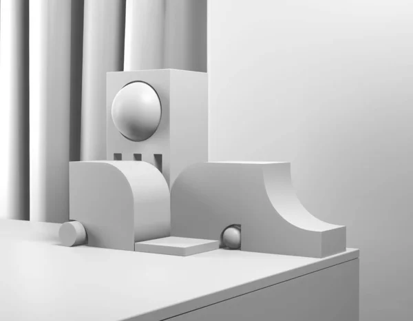 Exposição Produto Branco Abstrato Pastel Espaço Cópia Publicidade Pedestal Cinza — Fotografia de Stock