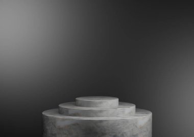 Ürün gösterimi için boş arkaplan üzerindeki 3B görüntüleme veya resimleme, podyum veya merdivenler.