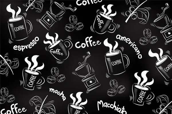 Kávézó Minta Vektor Illusztráció Tervezés Háttér — Stock Vector
