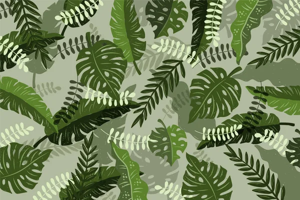 Padrão Tropical Fundo Vetor Ilustração Verde Design — Vetor de Stock