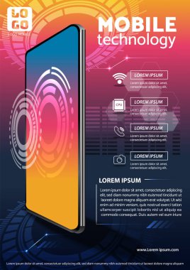 mobil uygulama poster broşürü iletişim hi teknik yenilik arkaplan konsepti çizimi