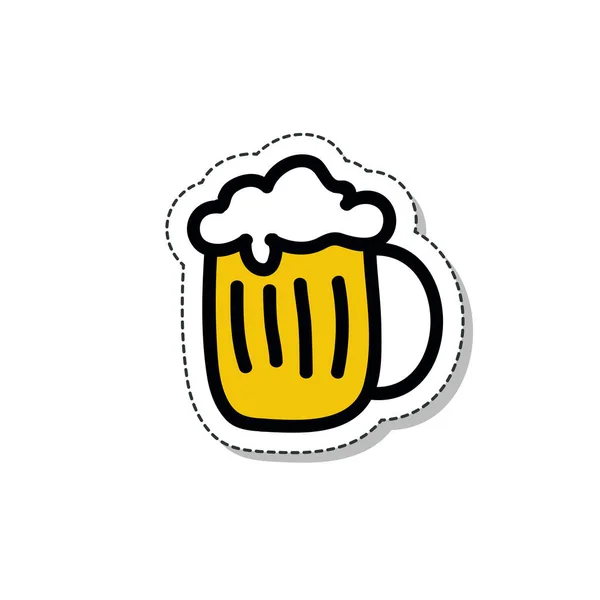 Bier Doodle Sticker Symbol — Stockvektor