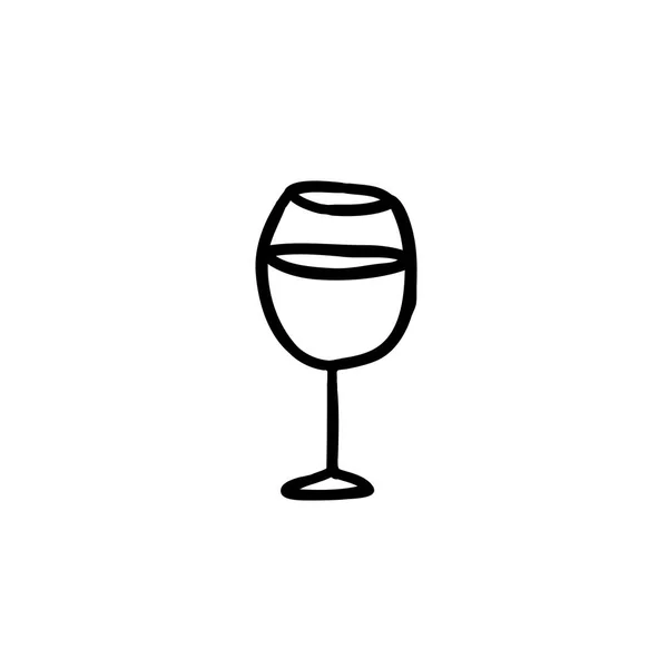 Copa Vino Garabato Icono — Vector de stock