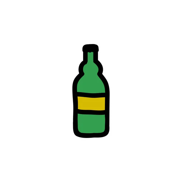 Bouteille Bière Icône Doodle — Image vectorielle