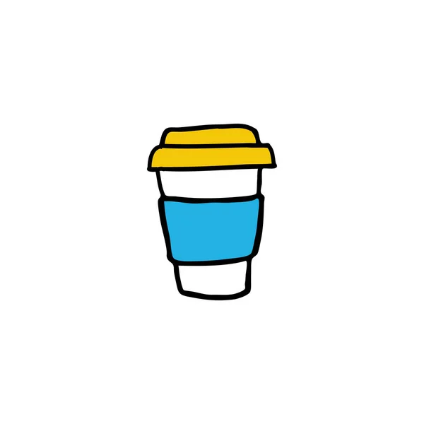 Bort Kaffe Kopp Doodle Ikonen — Stock vektor