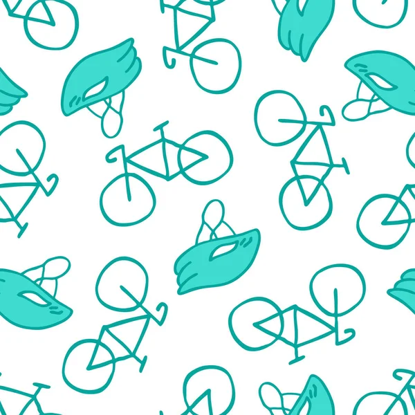 Bisiklet ve bisiklet kask sorunsuz doodle desen