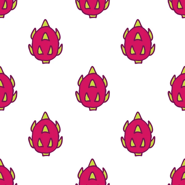 Pitaya Doodle Padrão Sem Costura — Vetor de Stock