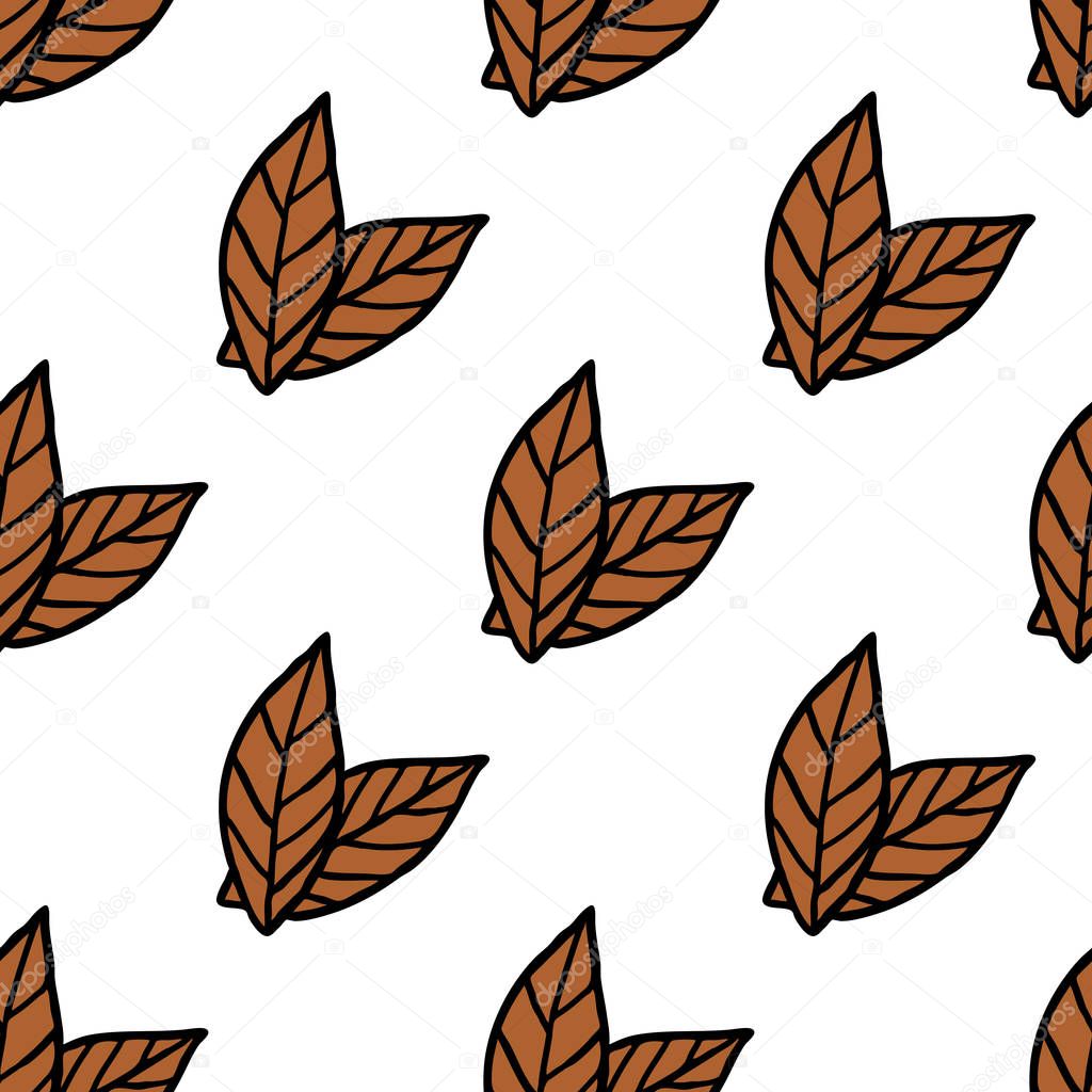 tobacco leaves seamless doodle pattern