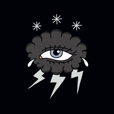 göz illüstrasyon geleneksel dövme flash ile bulut