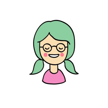 Kız avatar doodle simgesi