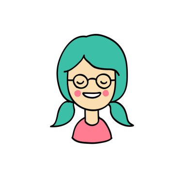 Kız avatar doodle simgesi