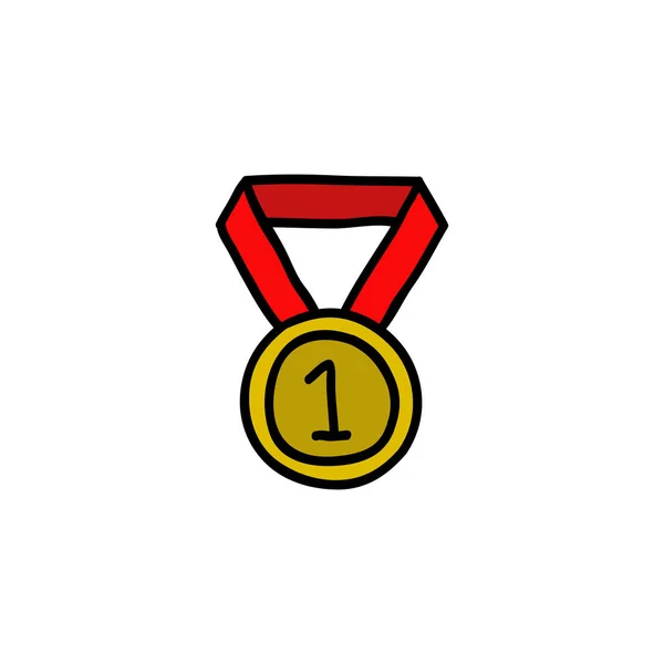 Winner Medal Doodle Icon — Stock Vector