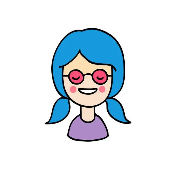 Dziewczyna Avatar Doodle Ikona — Wektor stockowy