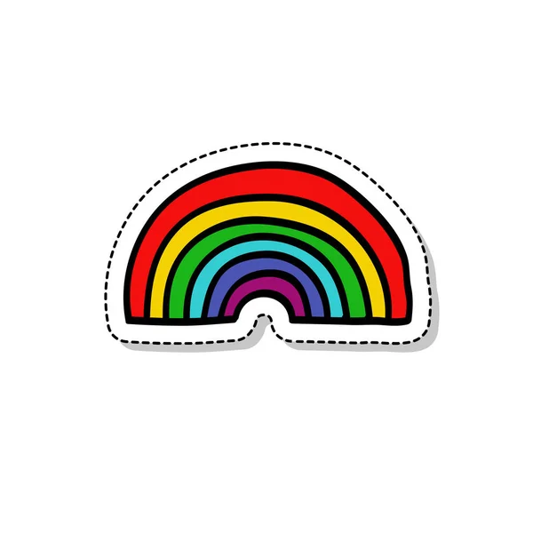 Rainbow Sticker Doodle Icon — Stock Vector