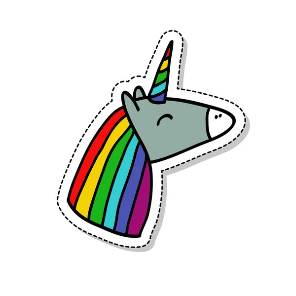 Ikon Doodle Stiker Unicorn - Stok Vektor
