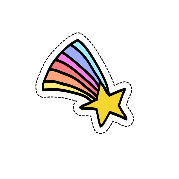 Estrella Con Icono Garabato Arco Iris — Vector de stock