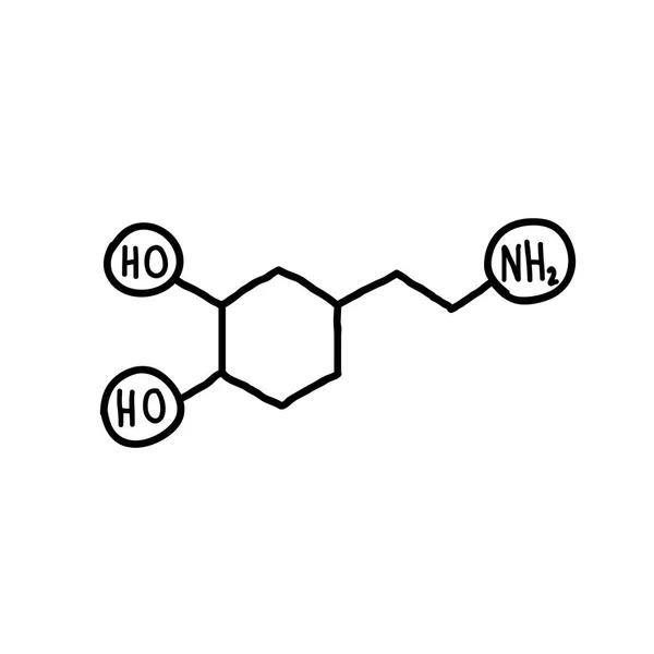 Dopamina Fórmula Garabato Icono — Vector de stock