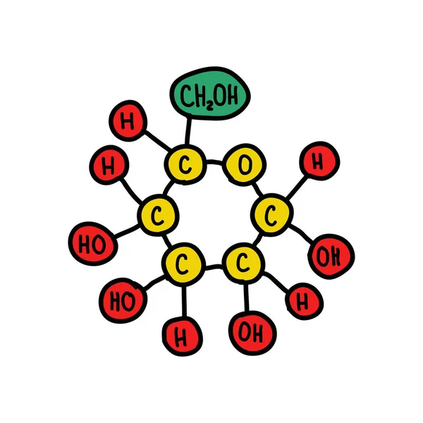 Glikoz Formül Doodle Simgesi — Stok Vektör