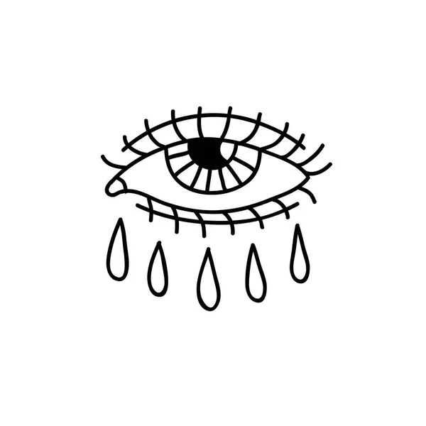 Crying Eye Illustration Traditional Tattoo Flash — Stock Vector