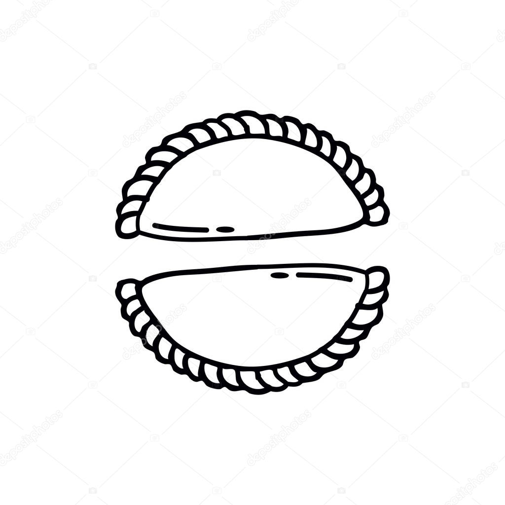 empanada. stuffed bread or pastry baked or fried in many countries of Latin America. doodle icon