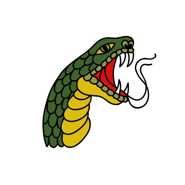 蛇插图传统纹身闪光 — 图库矢量图片