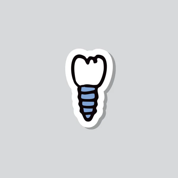Dental Implant Sticker Doodle Pictogram — Stockvector