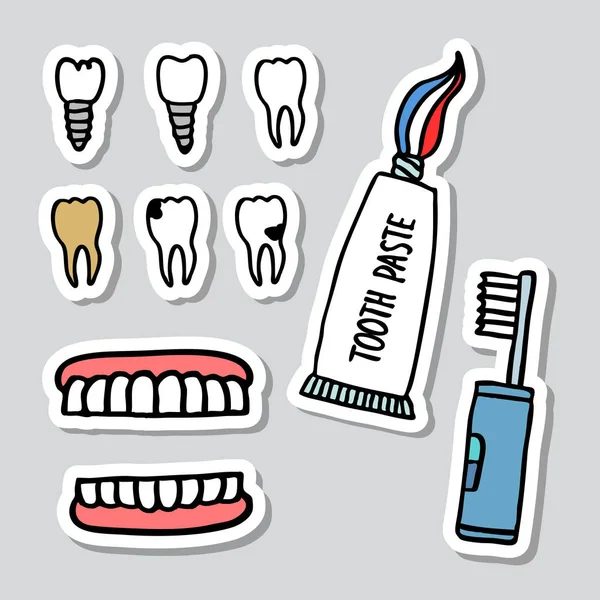 Ícone Doodle Adesivo Cuidados Dentários —  Vetores de Stock