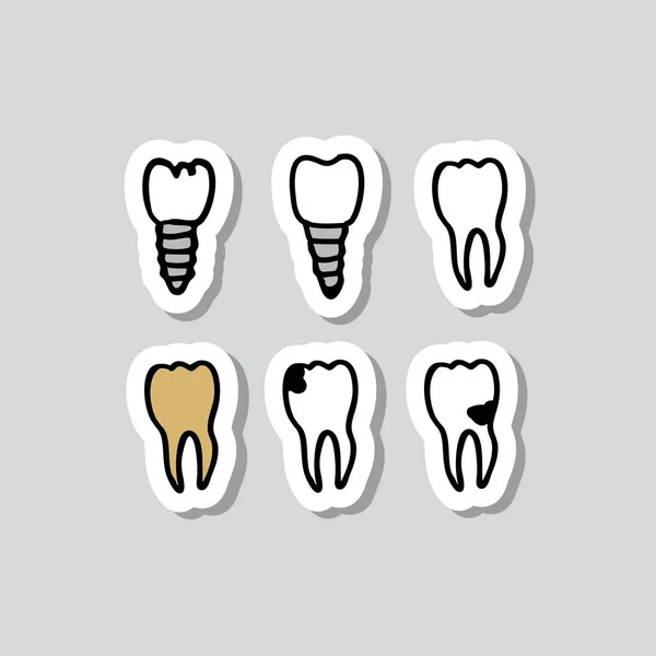 Dental Implant Sticker Doodle Pictogram — Stockvector