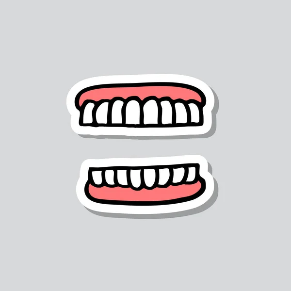Εικονίδιο Doodle Αυτοκόλλητο Οδοντοστοιχία — Διανυσματικό Αρχείο