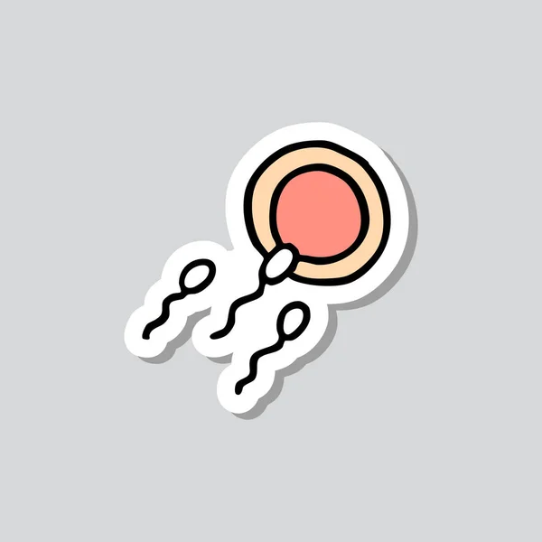Eizelle Und Sperma Sticker Doodle Symbol — Stockvektor