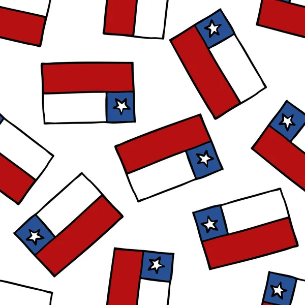 Bandeira Chile Sem Costura Doodle Padrão — Vetor de Stock