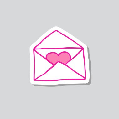 kalp sticker doodle simgesi olan zarf
