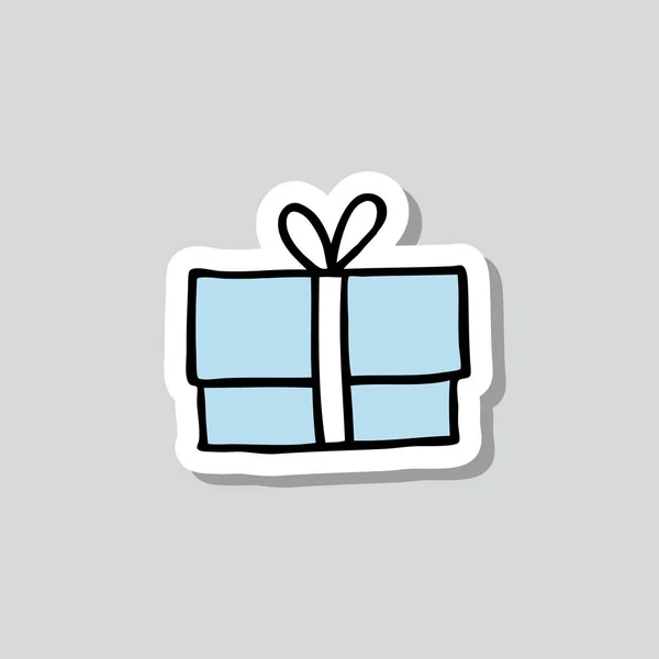 Caja Regalo Pegatina Garabato Icono — Vector de stock