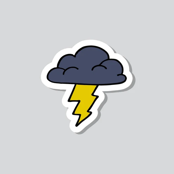 Sturm Wolke Aufkleber Doodle Symbol — Stockvektor