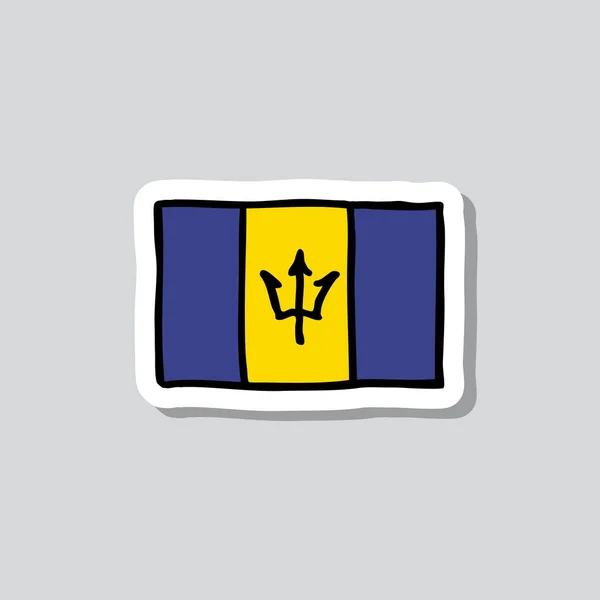 Flagge Von Barbados Sticker Doodle Symbol — Stockvektor