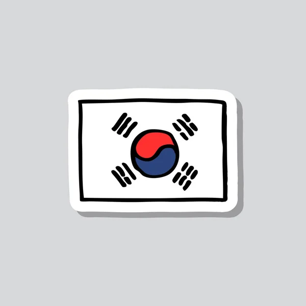 Bandeira Ícone Doodle Adesivo Coreia Sul — Vetor de Stock