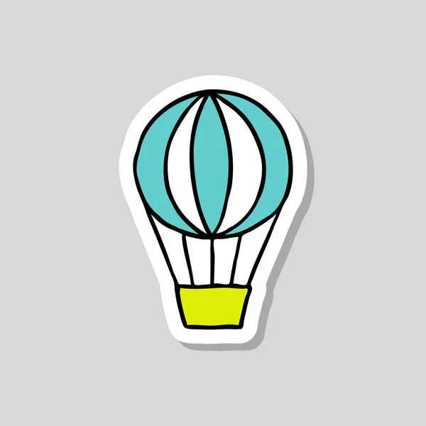 Hot Air Ballon Sticker Doodle Icon — Stock Vector