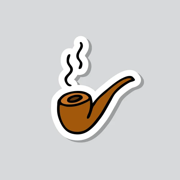 Rookvrije Pijp Sticker Doodle Pictogram — Stockvector