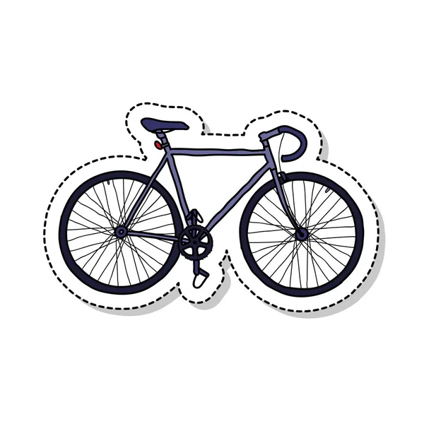 Bicicleta Fixo Engrenagem Adesivo Doodle Ícone — Vetor de Stock