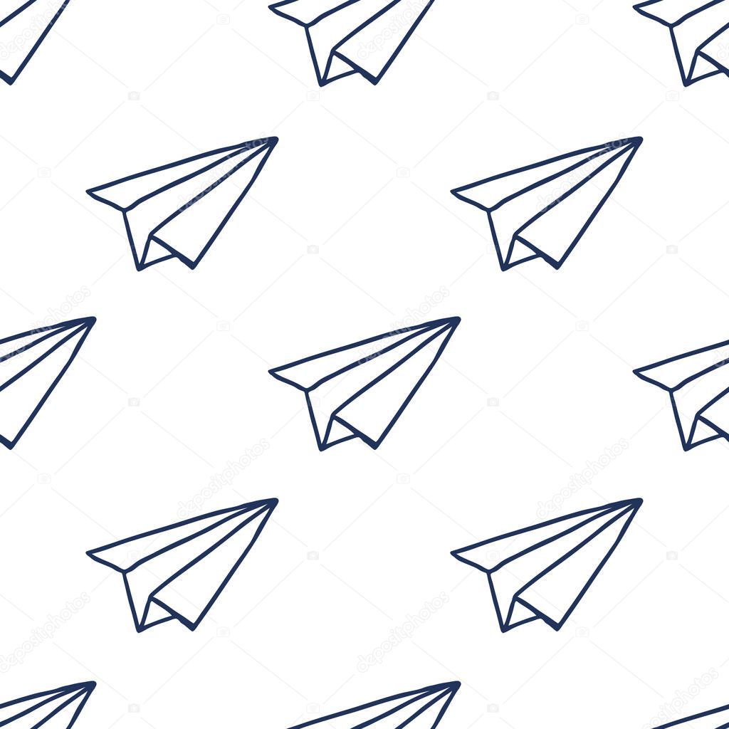 paper plane seamless doodle pattern