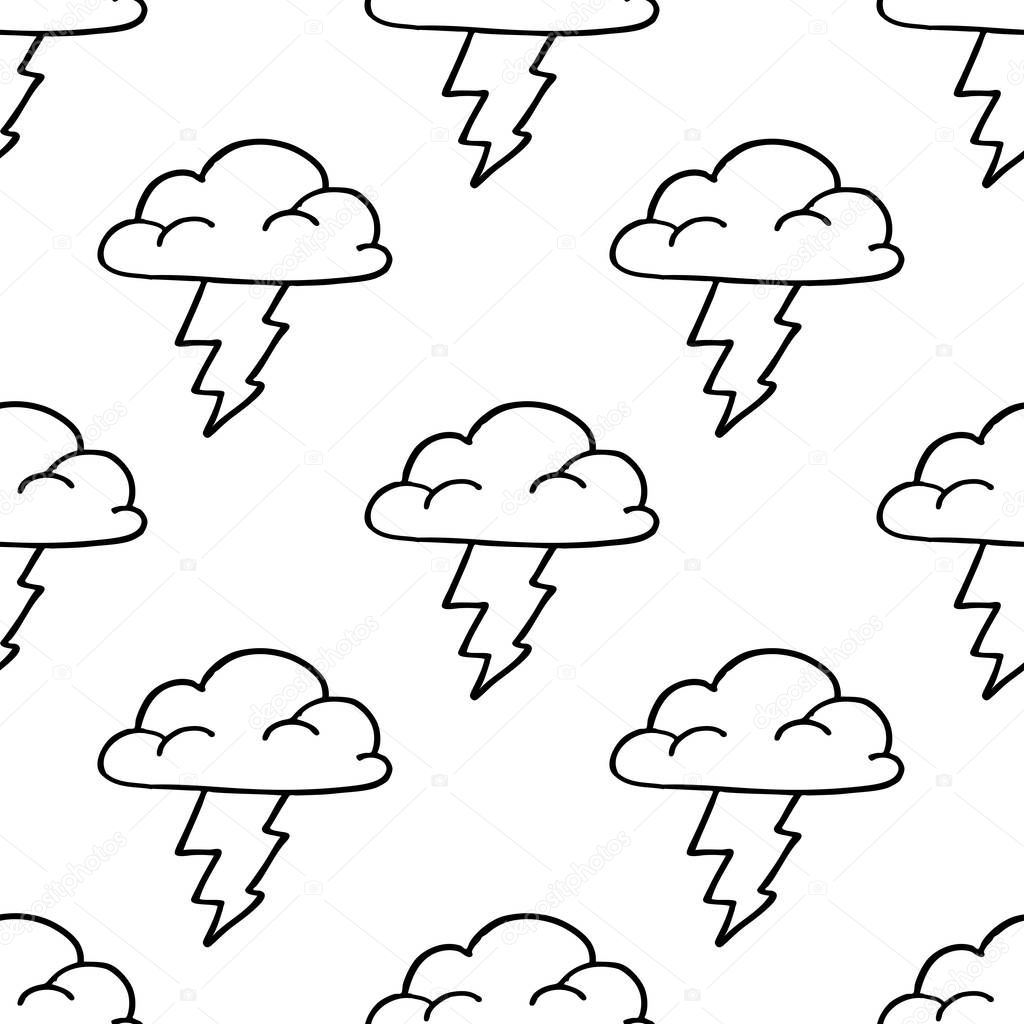 storm cloud seamless doodle pattern