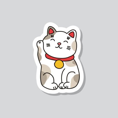 Maneki neko etiket doodle simgesi